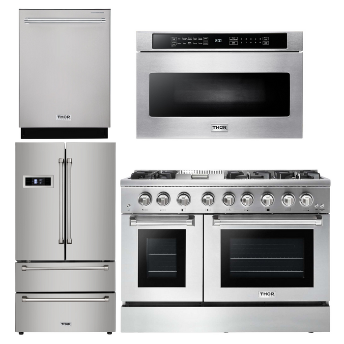 Thor Kitchen Package - 48" Dual Fuel Range, Refrigerator, Dishwasher, Microwave, AP-HRD4803U-6