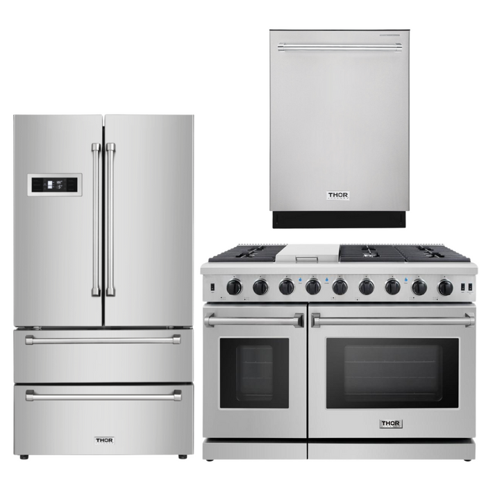 Thor Kitchen Package - 48" Gas Range, Dishwasher, Refrigerator, AP-LRG4807U-2