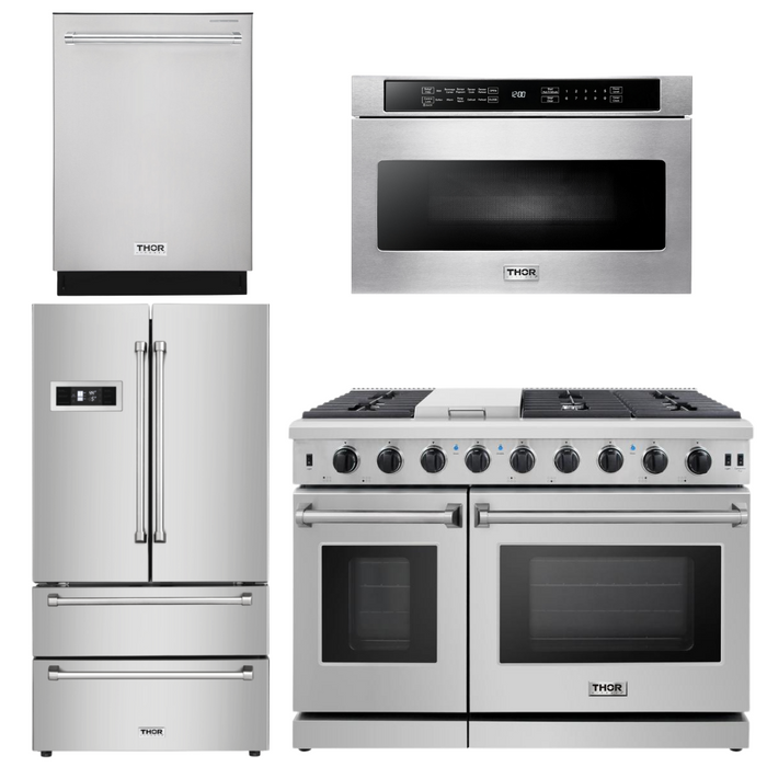 Thor Kitchen Package - 48" Gas Range, Dishwasher, Refrigerator, Microwave, AP-LRG4807U-6