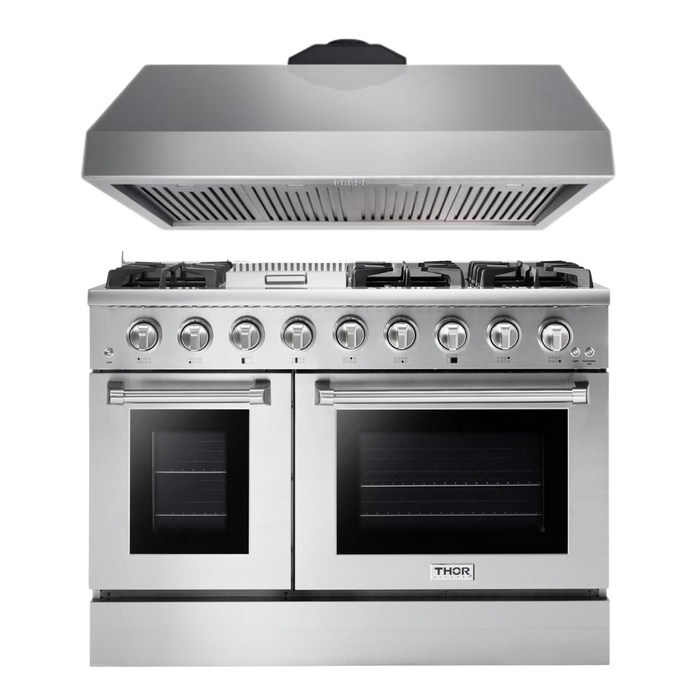 Thor Kitchen Package - Professional 48" Gas Range, Range Hood, AP-HRG4808U