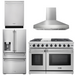 THOR Kitchen Package - 48" Gas Range, Range Hood, Dishwasher, Refrigerator with Water and Ice Dispenser, AP-LRG4807U-W-7