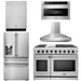 THOR Kitchen Package - 48" Propane Gas Range, Range Hood, Dishwasher, Refrigerator with Water and Ice Dispenser, Microwave, AP-LRG4807ULP-W-9