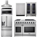 THOR Kitchen Package - 48" Propane Gas Range, Range Hood, Refrigerator, Dishwasher, Wine Cooler, Microwave
