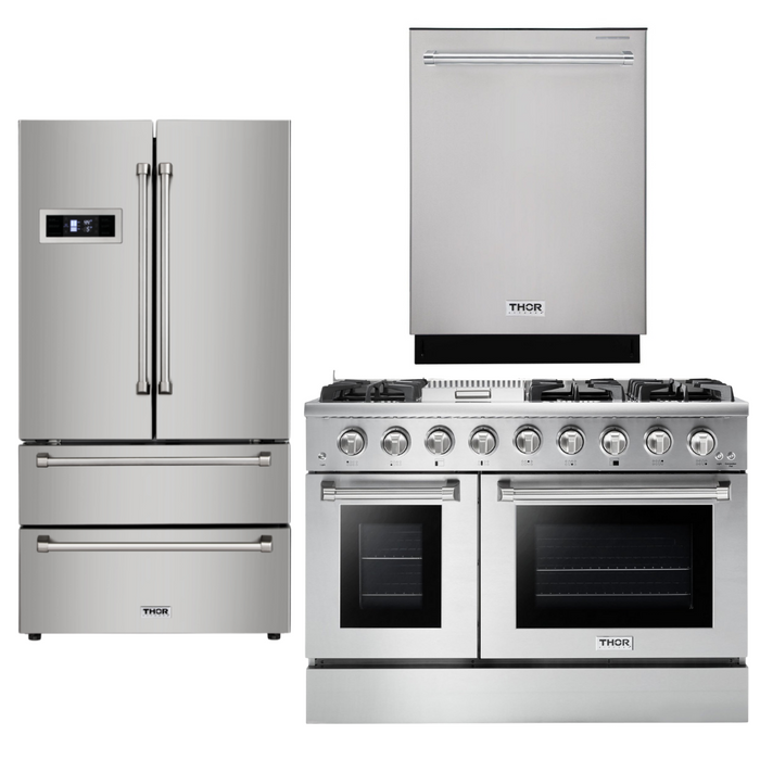 Thor Kitchen Professional 48" Propane Gas Range, Refrigerator, Dishwasher Package, AP-HRG4808ULP-2