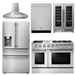 THOR Package - 48" Propane Gas Range, Range Hood, Refrigerator with Water & Ice Dispenser, Dishwasher, Wine Cooler
