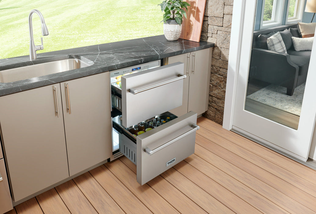 Thor Kitchen 24" 5.4 cu. ft. Indoor or Outdoor Refrigerator Drawer, TRF24U