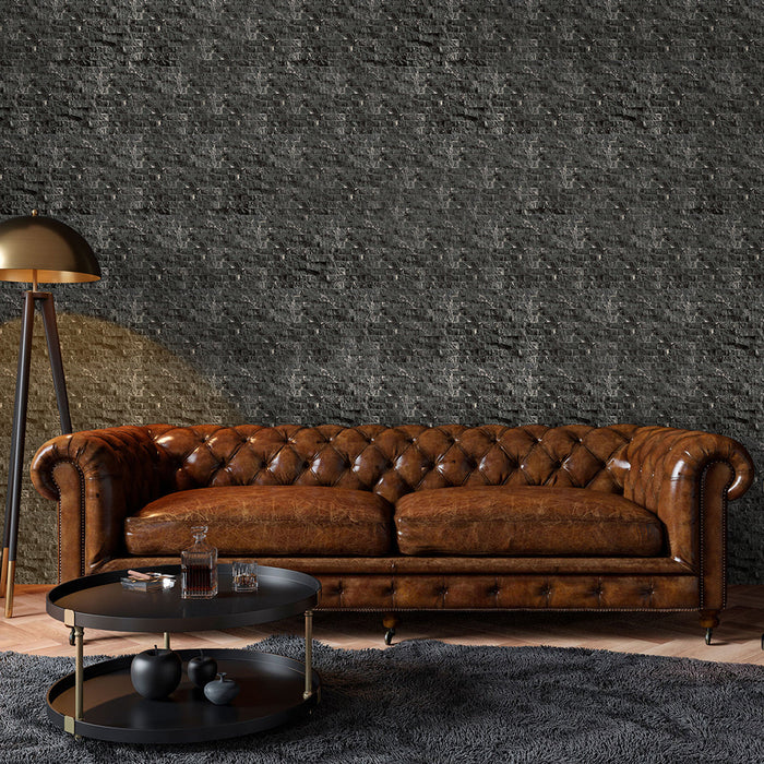 Toros Black Marble Split Face Brick Mosaic Wall Tile - Livfloors Collection