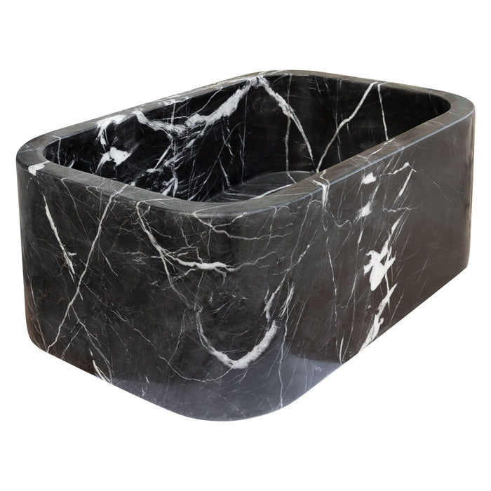 Toros Black Marble Rectangular Wall-mount Bathroom Sink (W)12" (W)18" (H)7"