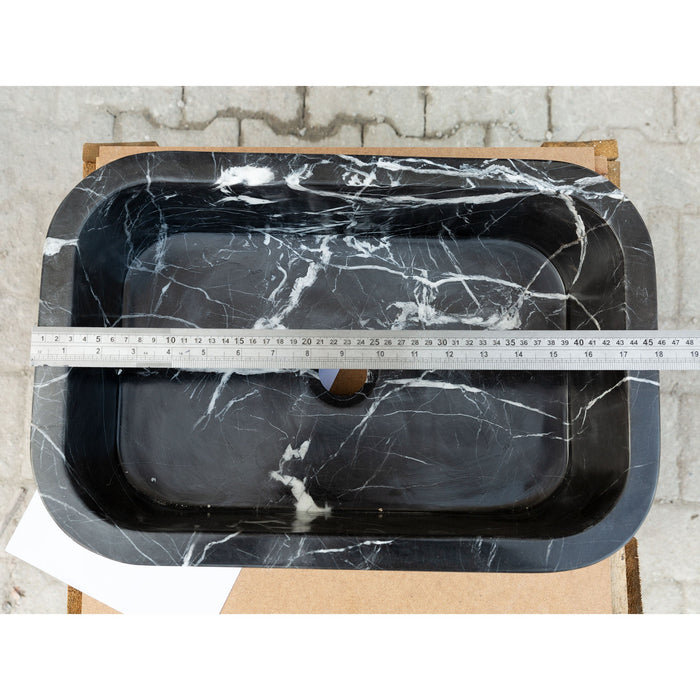 Toros Black Marble Rectangular Wall-mount Bathroom Sink (W)12" (W)18" (H)7"