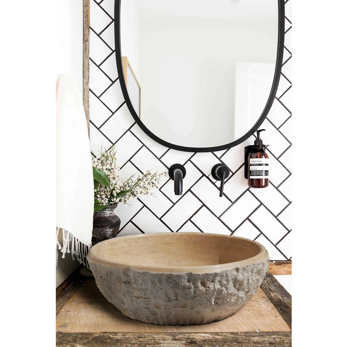 Troia Light Beige Travertine Above Vanity Bathroom Sink Dragon Split-face Exterior (D)16" (H)6"