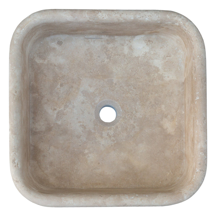 Troia Light Travertine Pedestal Stand-alone Sink Honed and Filled (W)15" (L)16" (H)33.5"