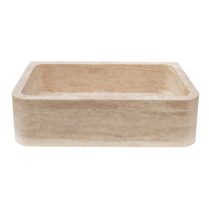 Troia Light Travertine Rectangular Farmhouse Kitchen Sink (W)18" (L)27.5" (H)7"