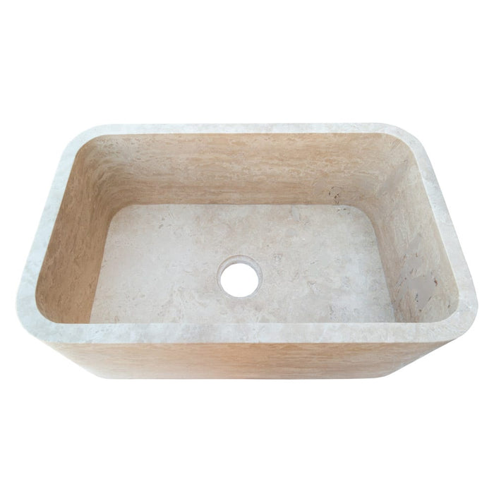 Troia Light Travertine Rectangular Farmhouse Kitchen Sink Honed (W)18" (L)30" (H)10"