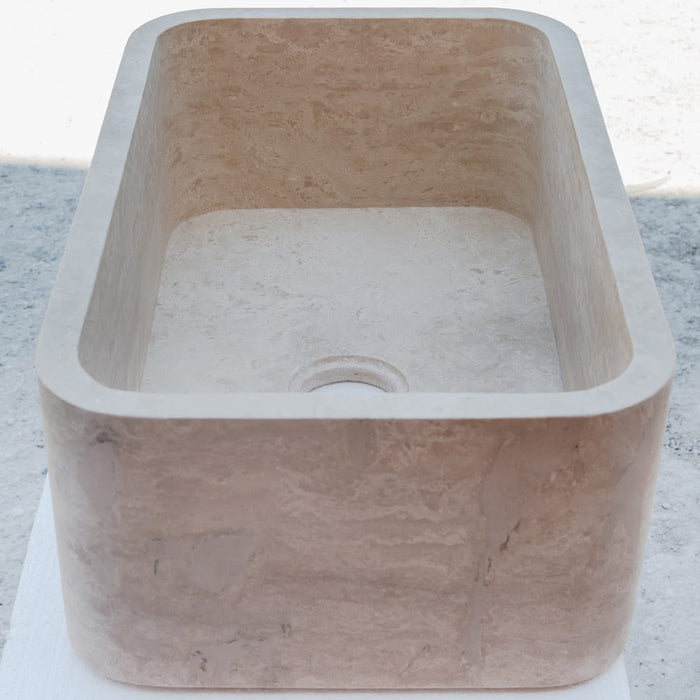 Troia Light Travertine Rectangular Farmhouse Kitchen Sink Honed (W)18" (L)30" (H)10"