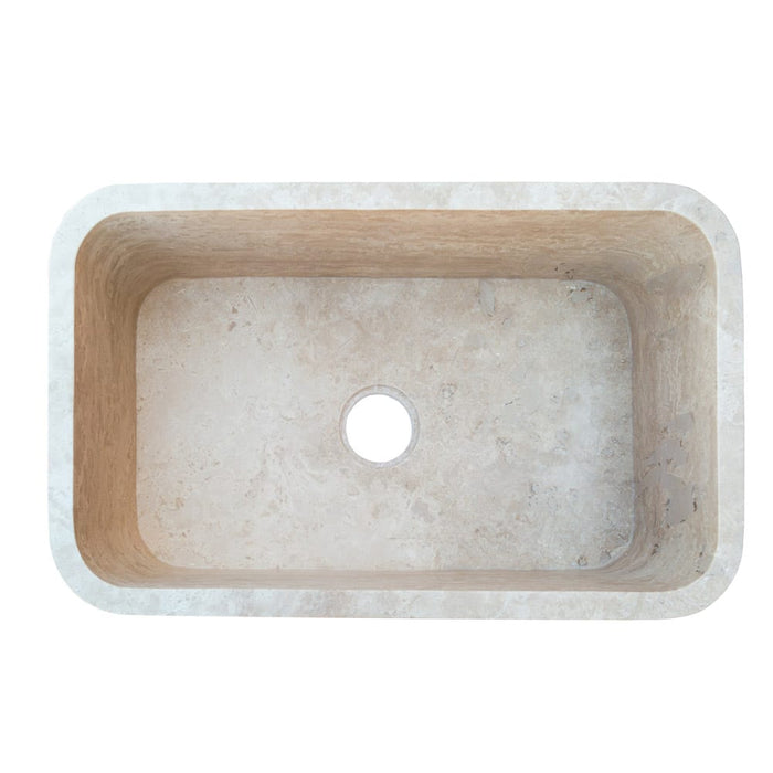 Troia Light Travertine Rectangular Farmhouse Kitchen Sink Honed (W)18" (L)30" (H)10"