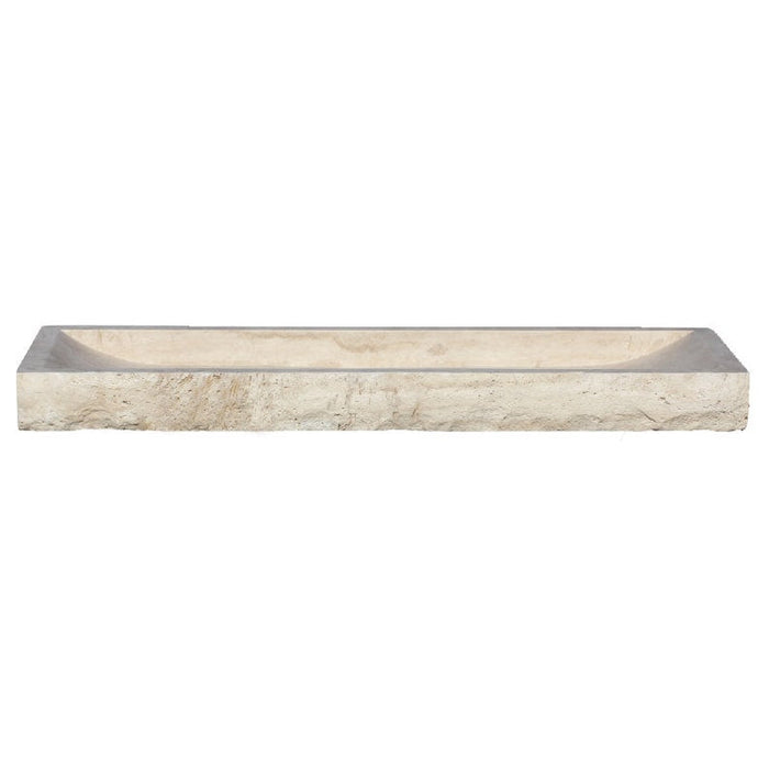 Troia Light Travertine Rectangular Above Vanity Bathroom Split-face Sink (W)16" (L)48" (H)4"