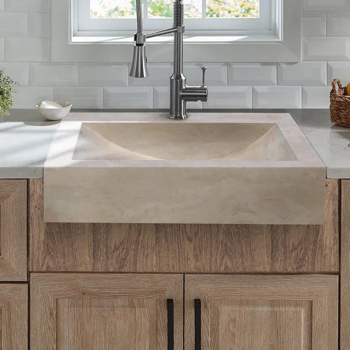 Troia Light Travertine Rectangular Kitchen Sink Honed (W)18" (L)21.4" (H)4"