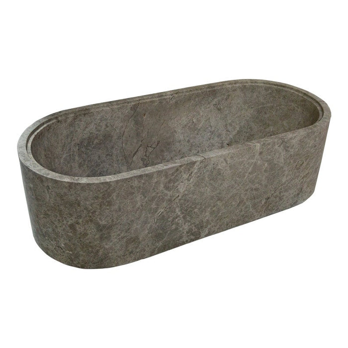 Tundra Gray Marble Bathtub Hand-carved from Solid Marble Block (W)29.5" (L)67" (H)19.5"