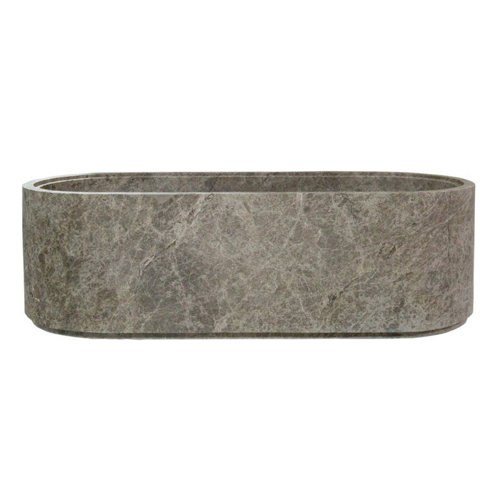 Tundra Gray Marble Bathtub Hand-carved from Solid Marble Block (W)29.5" (L)67" (H)19.5"