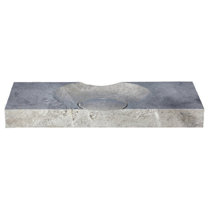 Tundra Grey Marble Rectangular Bathroom Vanity carved from Solid Block (W)18" (L)40"