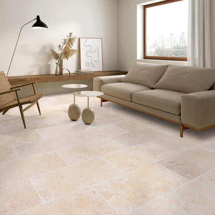 Tuscany Beige Travertine Tiles Honed and Filled Floor and Wall Tile - Belair Collection