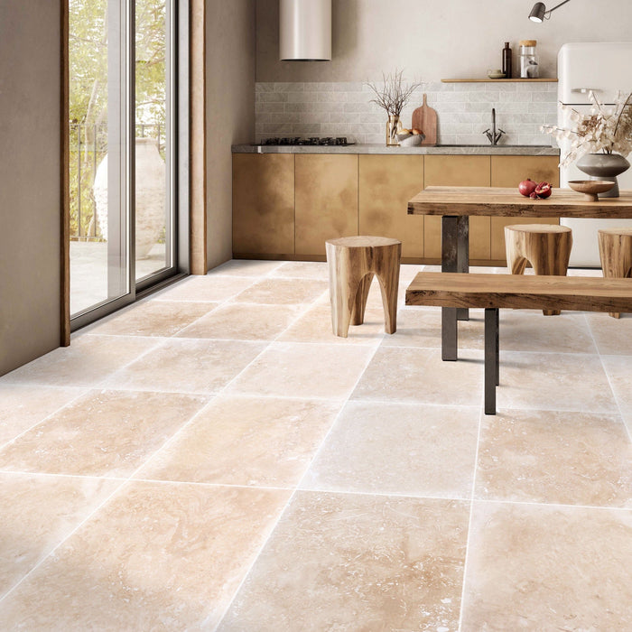 Tuscany Beige Travertine Tiles Honed and Filled Floor and Wall Tile - Belair Collection