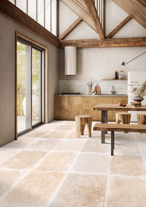 Tuscany Beige Travertine Tiles Honed and Filled Floor and Wall Tile - Belair Collection