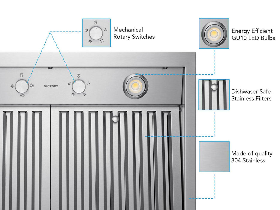 60 Inch 1200 CFM Wall Mount Range Hood - VICTORY TwisterMAX
