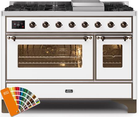 ILVE Majestic II 48" Dual Fuel Propane Gas Range in RAL Custom Color with Bronze Trim, UM12FDNS3RABLP