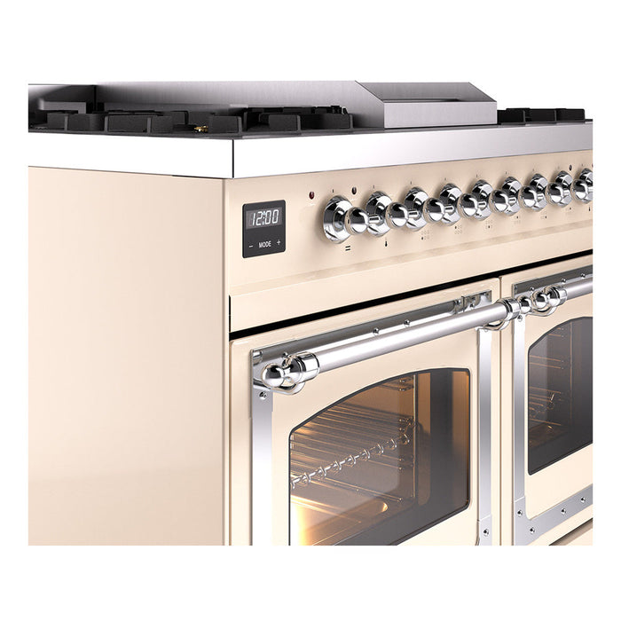 ILVE Nostalgie II Noblesse 40" Dual Fuel Range with 9 Sealed Burners + Griddle, Triple Glass Door - UND40FNMP