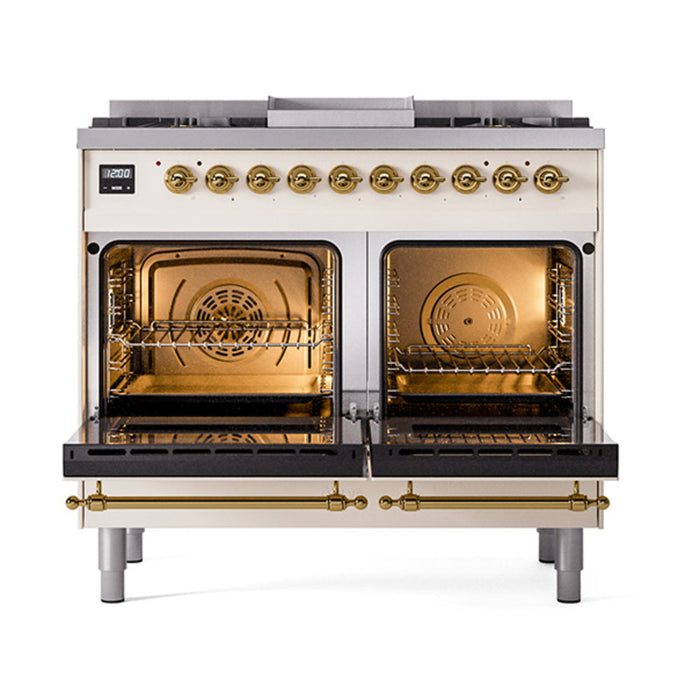 ILVE Nostalgie II Noblesse 40" Dual Fuel Range with 9 Sealed Burners + Griddle, Triple Glass Door - UND40FNMP