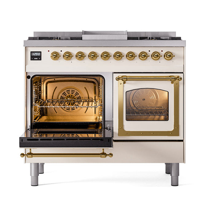 ILVE Nostalgie II Noblesse 40" Dual Fuel Range with 9 Sealed Burners + Griddle, Triple Glass Door - UND40FNMP