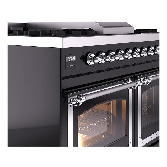 ILVE Nostalgie II Noblesse 40" Dual Fuel Range with 9 Sealed Burners + Griddle, Triple Glass Door - UND40FNMP