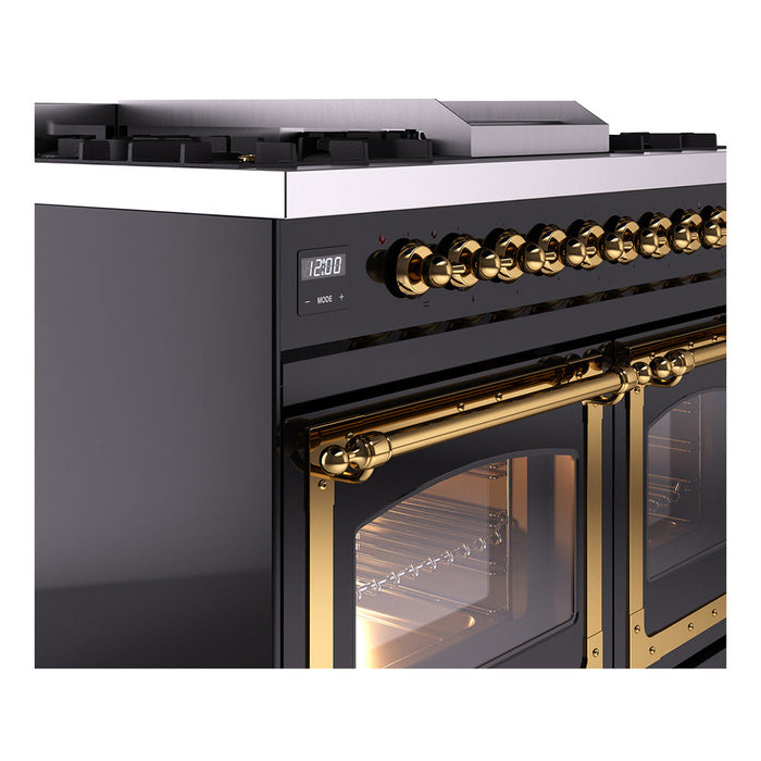 ILVE Nostalgie II Noblesse 40" Dual Fuel Range with 9 Sealed Burners + Griddle, Triple Glass Door - UND40FNMP