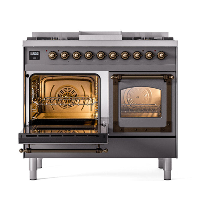 ILVE Nostalgie II Noblesse 40" Dual Fuel Range with 9 Sealed Burners + Griddle, Triple Glass Door - UND40FNMP