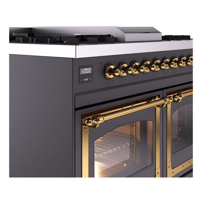 ILVE Nostalgie II Noblesse 40" Dual Fuel Range with 9 Sealed Burners + Griddle, Triple Glass Door - UND40FNMP