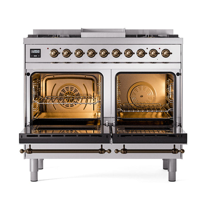 ILVE Nostalgie II Noblesse 40" Dual Fuel Range with 9 Sealed Burners + Griddle, Triple Glass Door - UND40FNMP