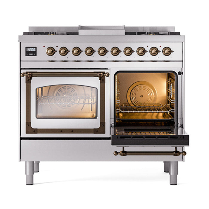 ILVE Nostalgie II Noblesse 40" Dual Fuel Range with 9 Sealed Burners + Griddle, Triple Glass Door - UND40FNMP