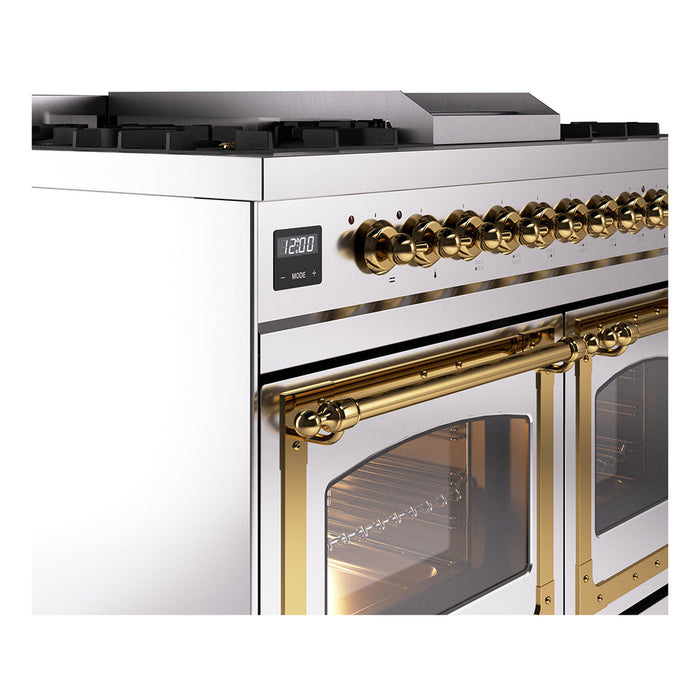 ILVE Nostalgie II Noblesse 40" Dual Fuel Range with 9 Sealed Burners + Griddle, Triple Glass Door - UND40FNMP