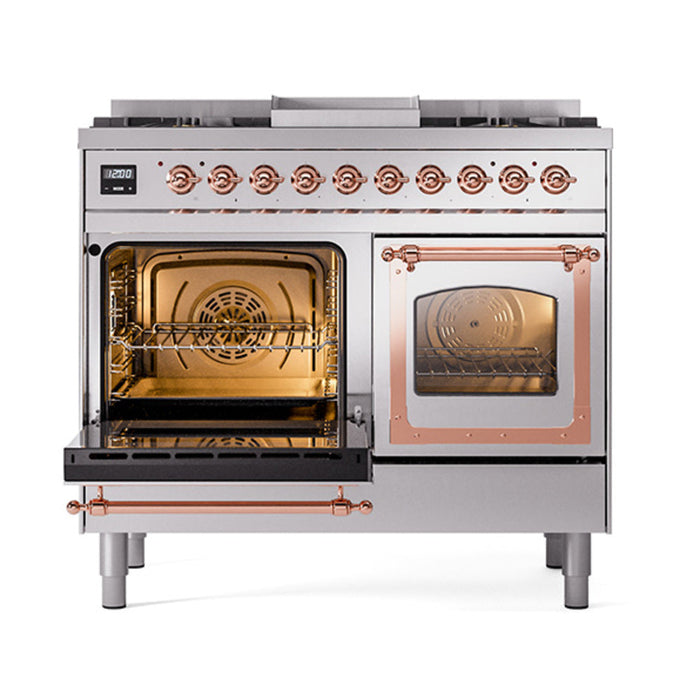 ILVE Nostalgie II Noblesse 40" Dual Fuel Range with 9 Sealed Burners + Griddle, Triple Glass Door - UND40FNMP