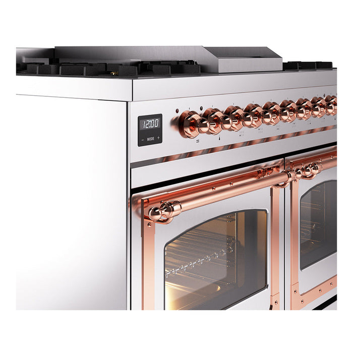 ILVE Nostalgie II Noblesse 40" Dual Fuel Range with 9 Sealed Burners + Griddle, Triple Glass Door - UND40FNMP