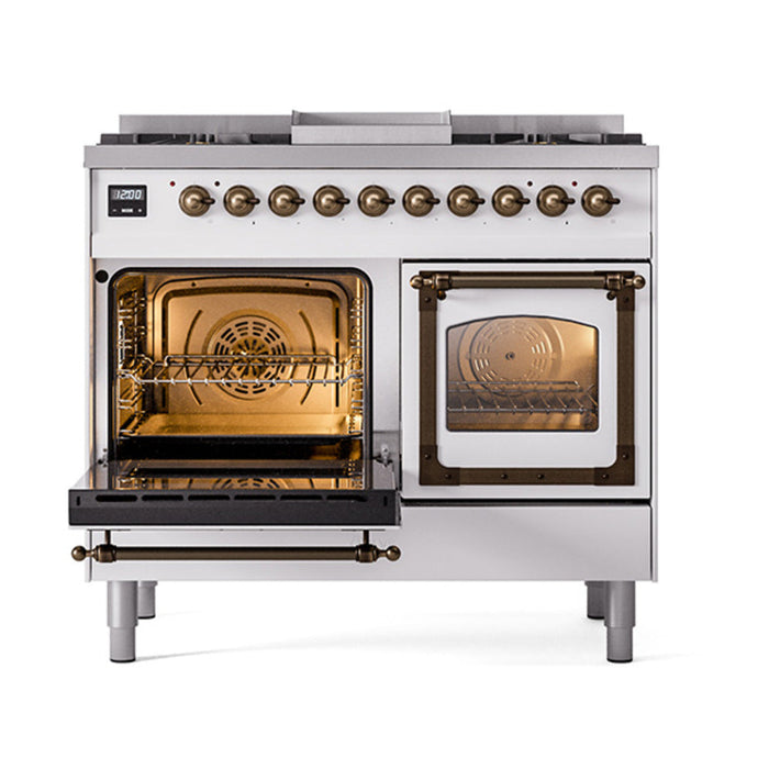 ILVE Nostalgie II Noblesse 40" Dual Fuel Range with 9 Sealed Burners + Griddle, Triple Glass Door - UND40FNMP