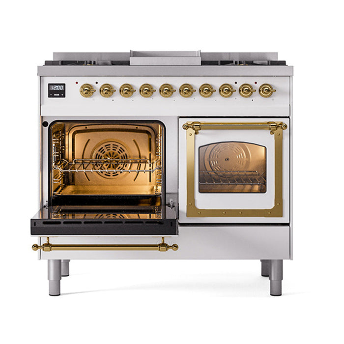 ILVE Nostalgie II Noblesse 40" Dual Fuel Range with 9 Sealed Burners + Griddle, Triple Glass Door - UND40FNMP