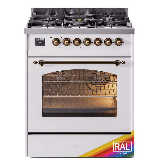 ILVE 30" Nostalgie II Dual Fuel Range with 5 Sealed Burners, Triple Glass Door- UP30NMP