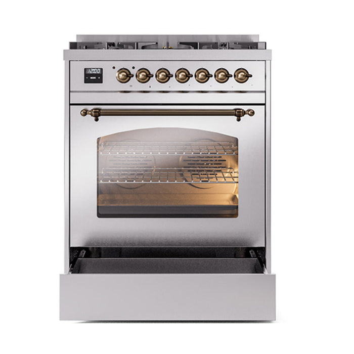 ILVE 30" Nostalgie II Dual Fuel Range with 5 Sealed Burners, Triple Glass Door- UP30NMP