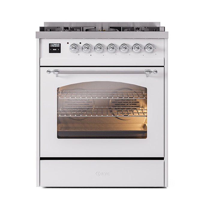 ILVE 30" Nostalgie II Dual Fuel Range with 5 Sealed Burners, Triple Glass Door- UP30NMP