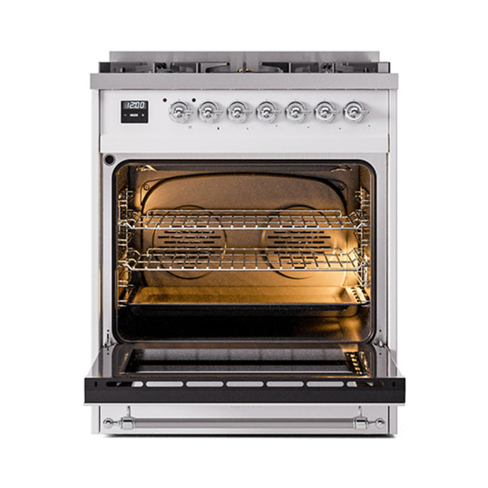 ILVE 30" Nostalgie II Dual Fuel Range with 5 Sealed Burners, Triple Glass Door- UP30NMP