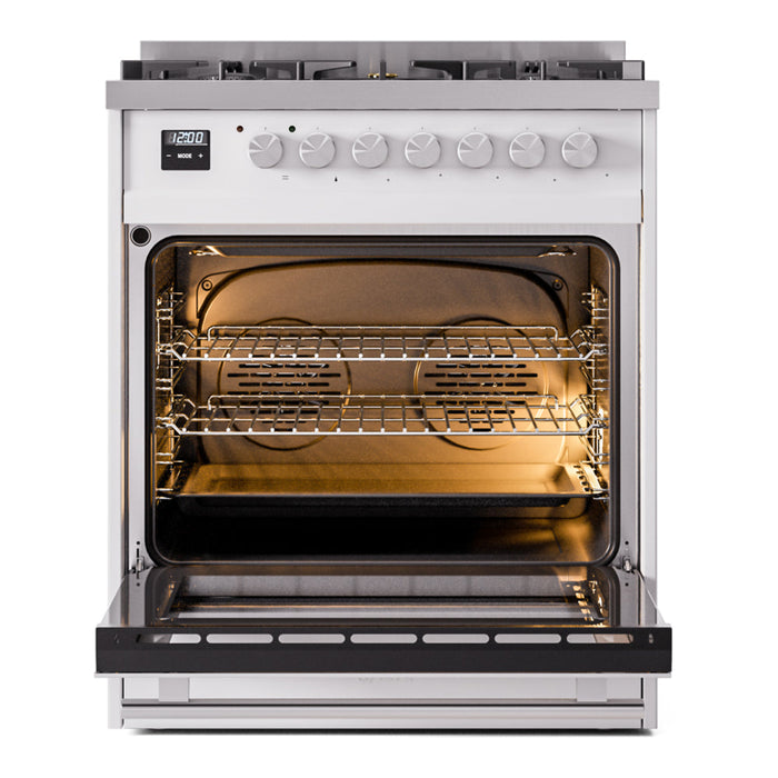 ILVE 30" Professional Plus II Dual Fuel Range with 5 Sealed Burners, Triple Glass Door - UP30WMP