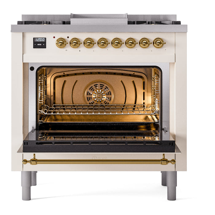 ILVE 36" Nostalgie II Dual Fuel Range with 6 Burners + Fry Top - UP36FNMP