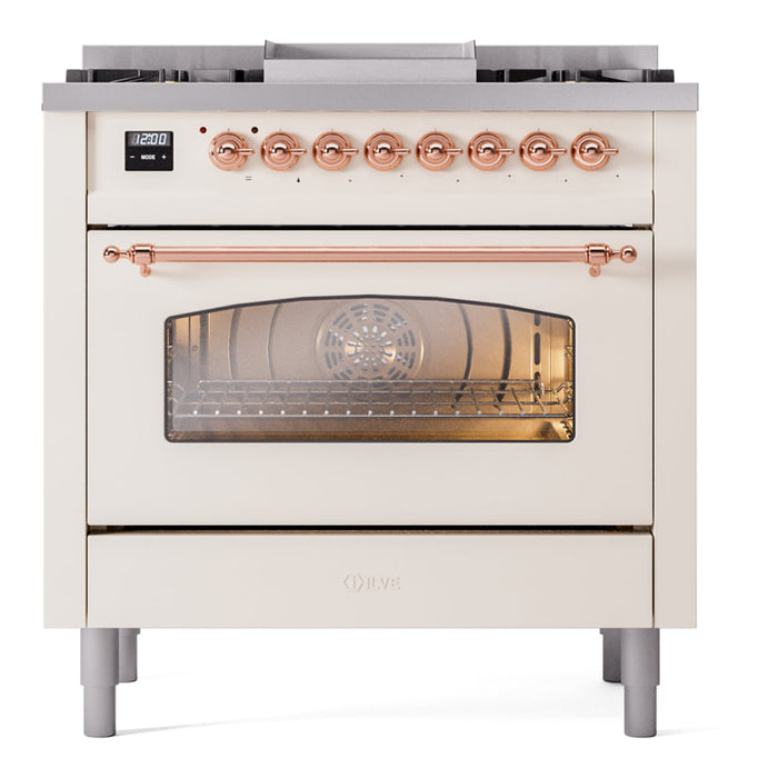 ILVE 36" Nostalgie II Dual Fuel Range with 6 Burners + Fry Top - UP36FNMP